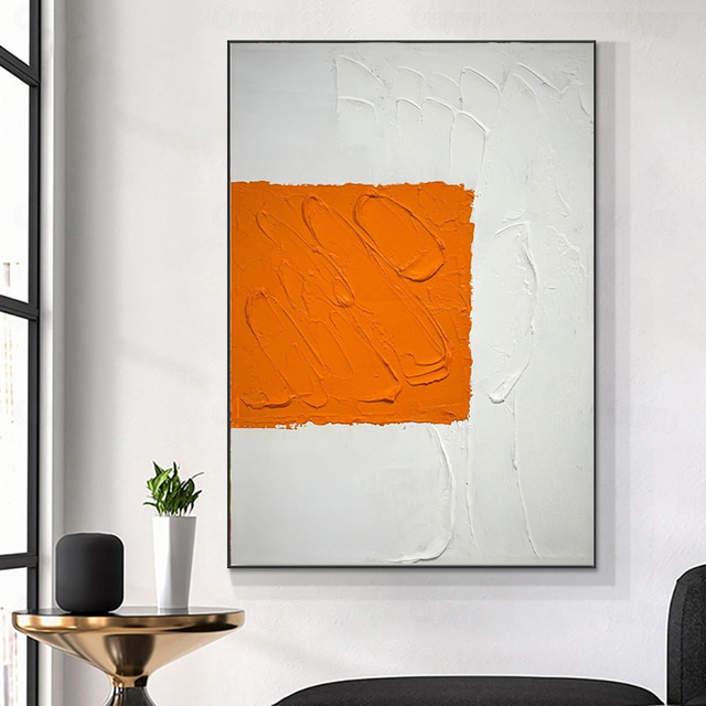  Handmade Oil Painting Canvas Wall Art Decoration Wabi-Sabi Abstract Texture White Orange for Home Decor Rolled Frameless Unstretched Painting