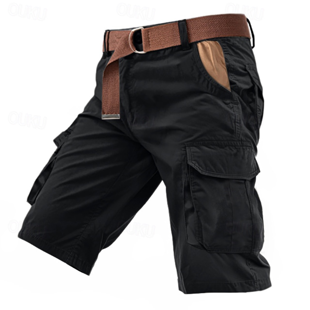  Men's Cargo Shorts Shorts Buttons Multi Pocket Plain Wearable Short Outdoor Daily Camping & Hiking Fashion Classic Army Green Green