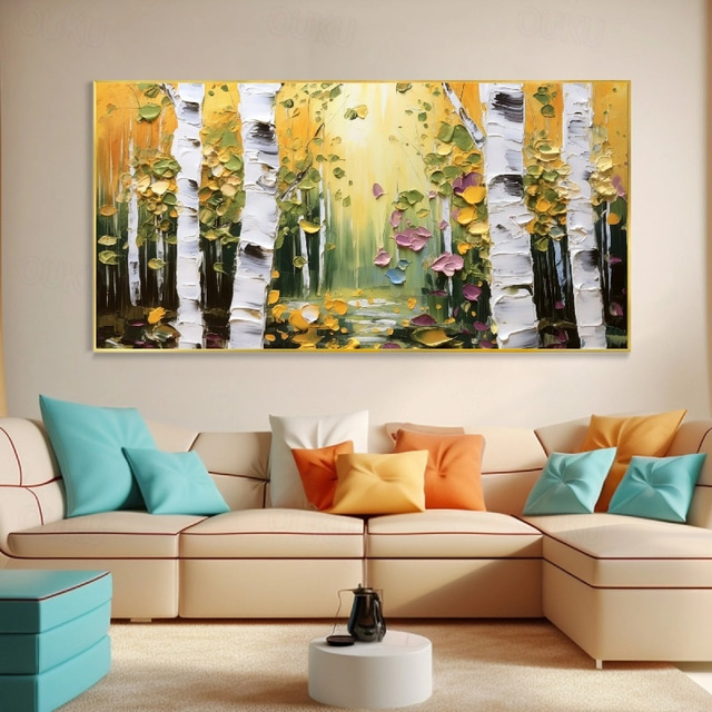  Handmade Hand Painted Wall Art Modern Abstract Forest Landscape oil painting handmade landscape oil painting Home Decoration Decor Rolled Canvas Artwork for Living Room bedroom Wall Decor