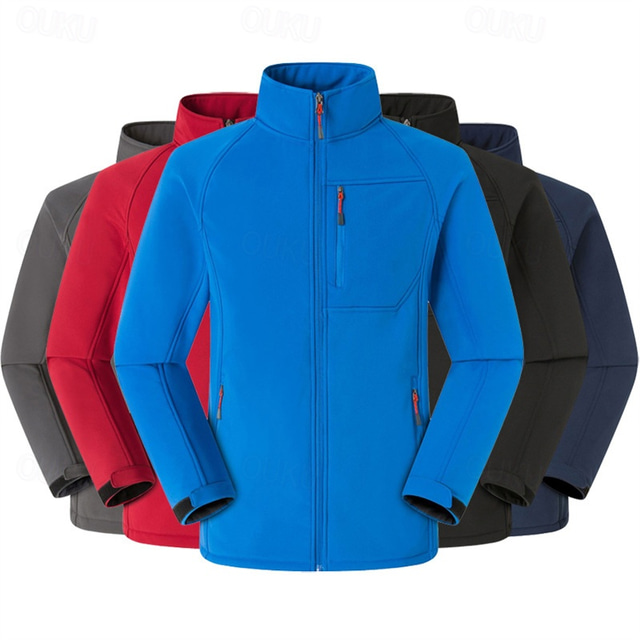  Men's Hiking Fleece Jacket Winter Outdoor Thermal Warm Fleece Lining Fleece Jackets Full Zip Climbing Camping / Hiking / Caving Traveling Black Red Navy Blue Royal Blue Grey