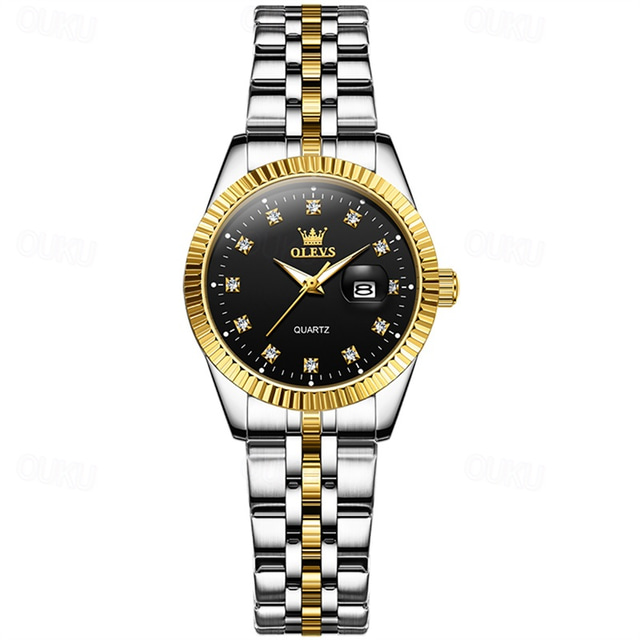  novo olevs olevs marca moda senhoras aço cinto relógio calendário diamante luminescente tendência simples relógio de quartzo lazer à prova d'água esportes senhoras relógio de pulso