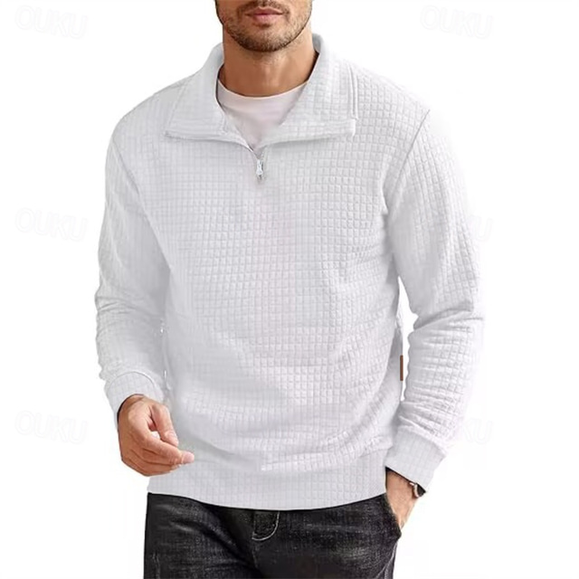  Men's Sweatshirt Quarter Zip Sweatshirt Black White Wine Army Green Navy Blue Half Zip Plain Sports & Outdoor Daily Holiday Streetwear Basic Casual Spring &  Fall Clothing Apparel Hoodies Sweatshirts 