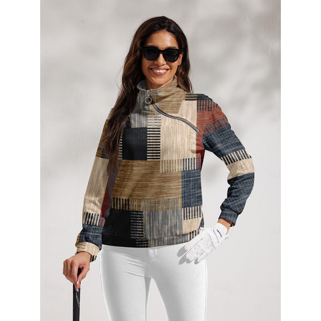  Damen Golf-Pullover Denim Blue Gelb Fuchsie Langarm Thermowarm Oberteil Herbst Winter Damen-Golfkleidung, Kleidung, Outfits, Kleidung