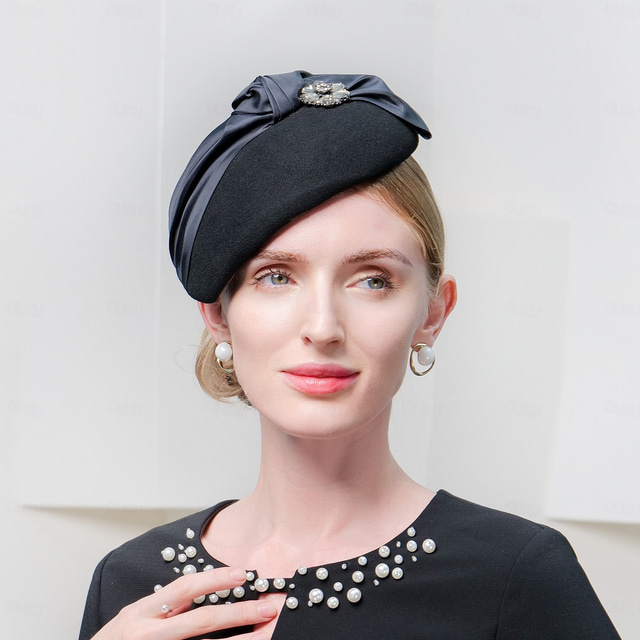  hoeden wollen baret hoed schotel hoed theekransje cocktail elegante bruiloft met strass splicing hoofddeksel hoofddeksel