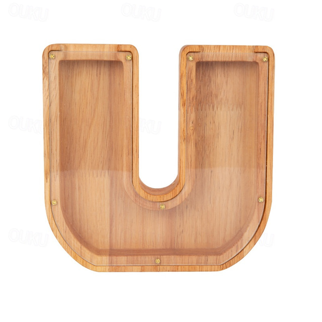  houten spaarpot met letters, gepersonaliseerde spaarpot met letters, houten spaarpot met 26 Engelse alfabetbank, woondecoratie, kindercadeaus, Halloween, kerstcadeau, Happy Thanksgiving, paascadeau