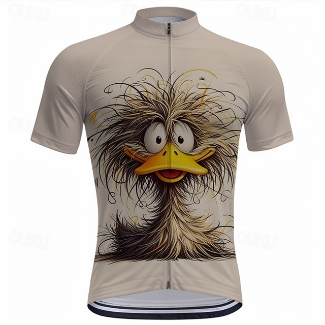  Homme Maillot Velo Cyclisme Manche Courte Cyclisme Tee-shirt Top avec 3 poches arrière VTT Vélo tout terrain Vélo Route Séchage rapide Zip frontal Mèche Bleu Kaki Bande dessinée Spandex Des sports