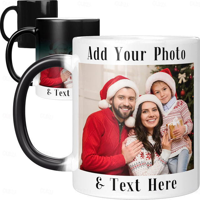 tasse magique personnalisée tasse photo personnalisée cadeau de Noël tasse sensible à la chaleur tasse en céramique changeant de couleur tasse de Noël tasse à café avec image logo texte cadeaux pour anniversaire anniversaire Noël