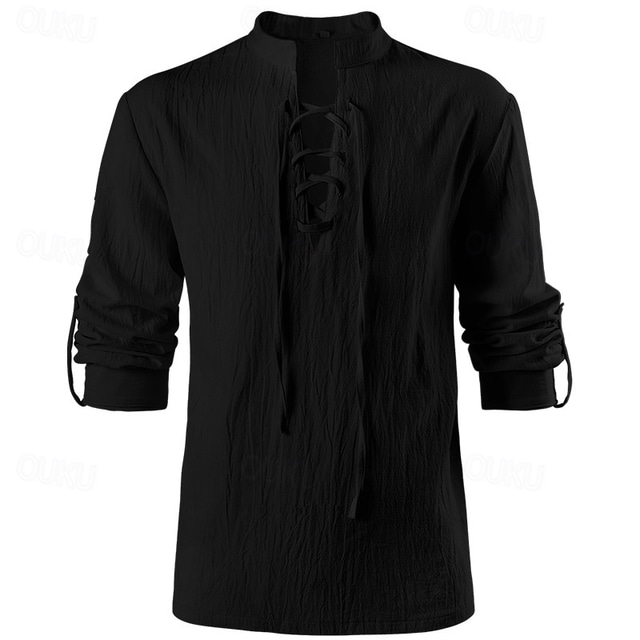  Medeltida kostymer Renässans 1600-talet Blus / Skjorta Cosplay-kostym Celtic Knight Alven Snörning Ensfärgat Maskeradkläder Herr Pirat fantasi Halloween Maskerad Ledigt / vardag Renässansmässan Vuxna