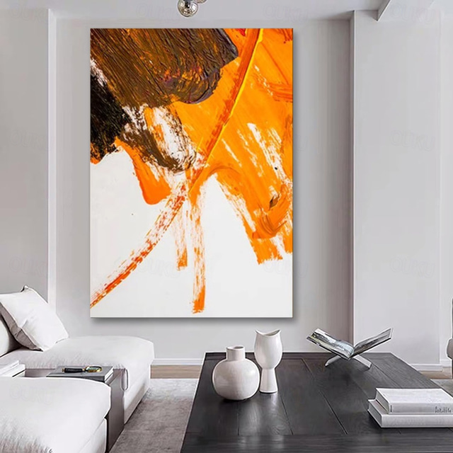  Handmade Oil Paintings Canvas Wall Art Decoration Modern Orange Abstract for Home Decor Rolled Frameless Unstretched Painting