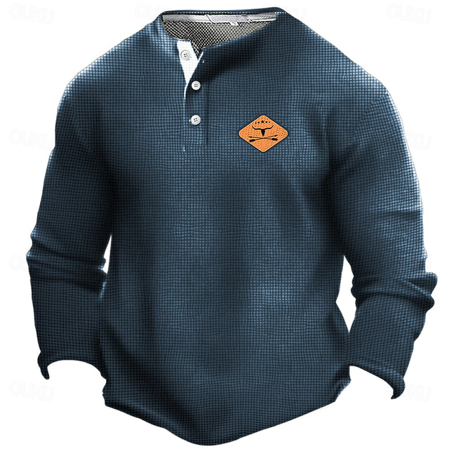  Pánské Oktoberfest Kráva Tričko Henley Dlouhý rukáv 3D tisk Designové vesternový styl Párty Ležérní Denní Zima Jaro & podzim Vodní modrá Trávová zelená Khaki Henley Tričko Henley