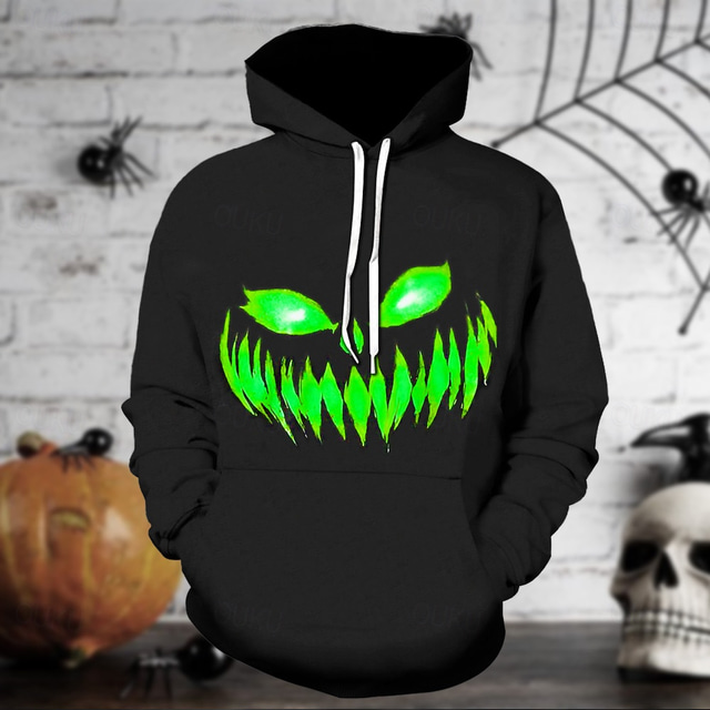  Halloween Pumpkin Hoodie Pullover Halloween 3D Front Pocket Graphic For Couple's Men's Women's Adults' Halloween Carnival Masquerade 3D Print Party Festival