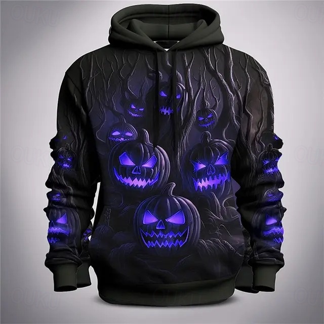  Zucca Felpa con cappuccio Pullover Halloween 3D Tasca frontale Grafica Per Da coppia Per uomo Per donna Per adulto Halloween Carnevale Mascherata Stampa 3D Feste Casual / quotidiano