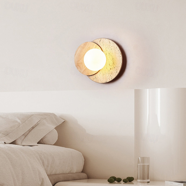  led vnitřní nástěnné svítidlo 30cm 1-světlé dřevěné skleněné koule stínidlo nástěnné světlo moderní ložnice noční nástěnné svítidlo jednoduchá chodba schodiště g9 nástěnné svítidlo do obývacího pokoje