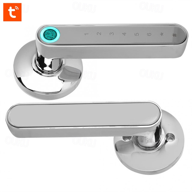  wafu wf-016 inteligentny biometryczny zamek do drzwi z czytnikiem linii papilarnych inteligentny bluetooth uchwyt na hasło blokada aplikacja odblokuj dostęp bezkluczykowy bateria usb współpracuje z io