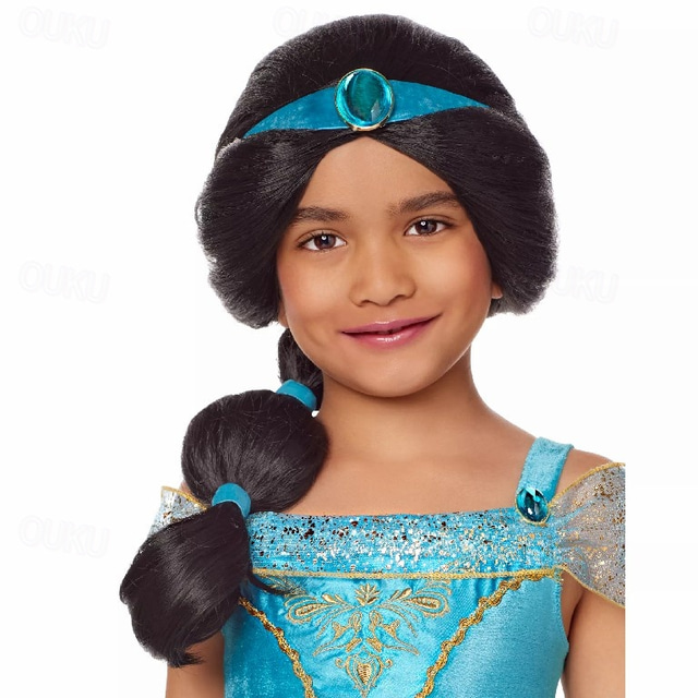  Kids Jasmine Wig Princess Halloween Cosplay Party Wigs