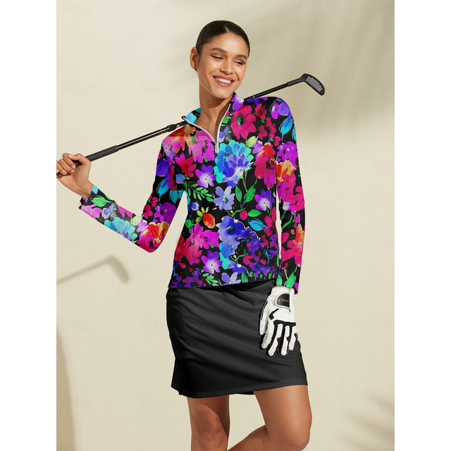  Pentru femei Tricou POLO Roz Manșon Lung Topuri Vestimenta Golf Doamnelor Haine Ținute Poartă Îmbrăcăminte