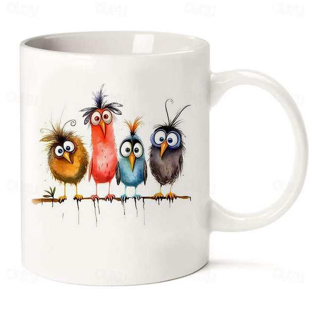  tazza da caffè a forma di uccello, tazza in ceramica da 11 once, tazza divertente, tazza da caffè divertente per famiglia/amici/sorella/collega, tazza da caffè originale, estate, inverno, bevande,