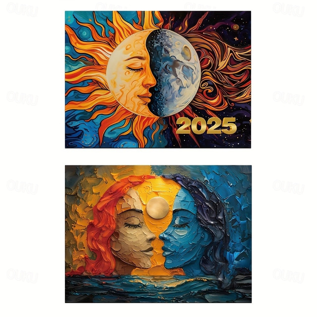 20242025 Sun and Moon Art Wall Calendar 12 Month Planner with Full