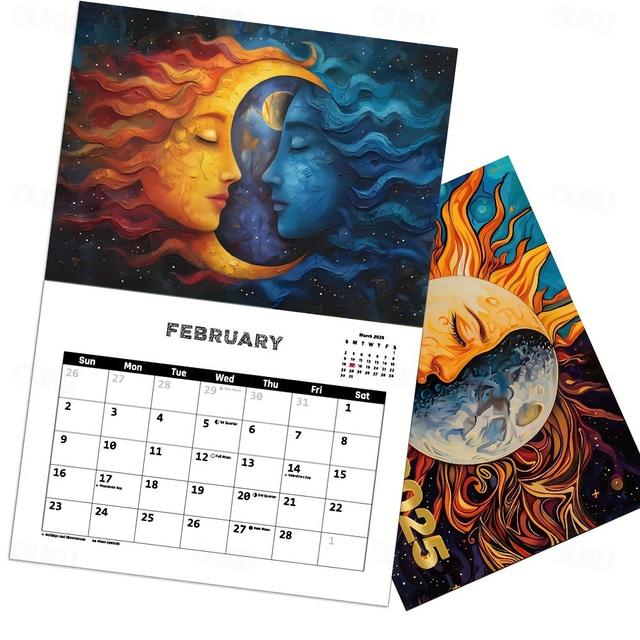 20242025 Sun and Moon Art Wall Calendar 12 Month Planner with Full