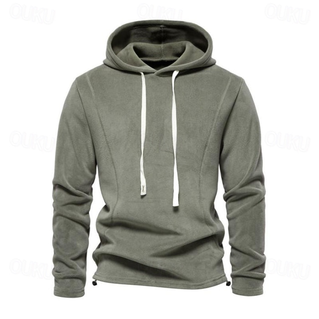  Men's Hoodie Polar Fleece Navy Blue Green Khaki Dark Gray Hooded Plain Pocket Sports & Outdoor Daily Holiday Streetwear Cool Casual Spring &  Fall Clothing Apparel Hoodies Sweatshirts  Long Sleeve