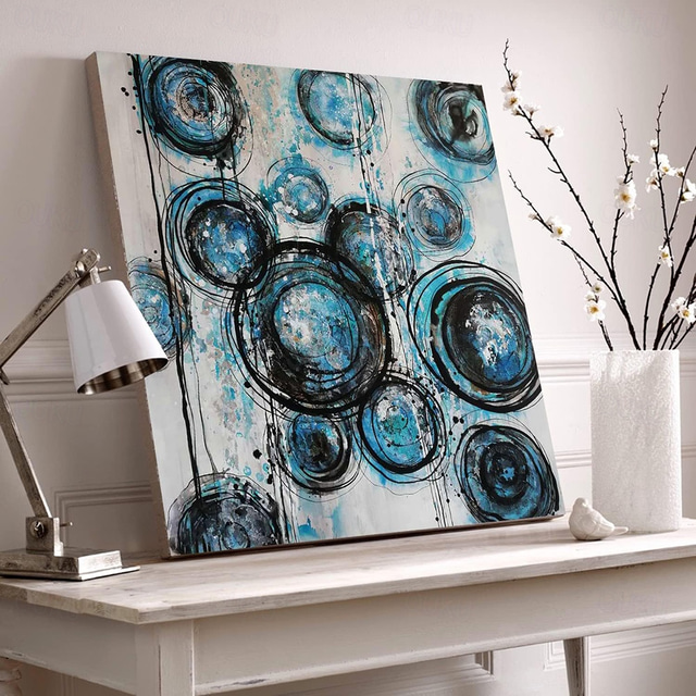  Handmade Oil Painting Canvas Wall Art Decoration Modern Textured Abstract Circle for Home Dance Studio Decor Rolled Frameless Unstretched Painting