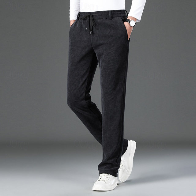  Herren Cordhose Hose Hosen Freizeithose Einfarbig Warm In voller Länge Casual Festtage Wochenende Brautkleider schlicht Hose Schwarz Marineblau Hoher Taillenbund Mikro-elastisch