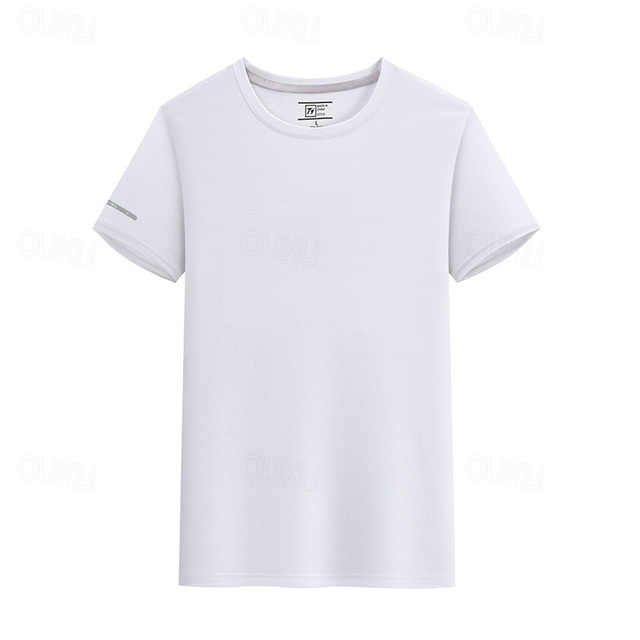  Voor heren T-shirt Korte mouw Strakke ronde hals T-shirt Spier T-shirt Shirt met korte mouwen Buiten Sneldrogend Training Zacht Zweetafvoerend Spandex Zwart Wit Blauw Sportschool Klimmen Kamperen