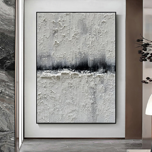  Handmade Oil Painting Canvas Wall Art Decoration Black and White Abstract Simple Texture for Home Decor Rolled Frameless Unstretched Painting