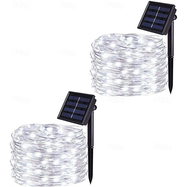  1/2 Stück solarbetriebene LED-Lichterkette, wasserdichte Lichterkette für den Garten im Freien, funkelnde LED-Lampe für Weihnachtsfeier-Dekorationen