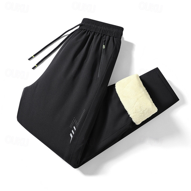 Men's Athletic Pants Fleece Pants Sweatpants Winter Pants Trousers Pocket Drawstring Elastic Waist Plain Comfort Warm Sports Outdoor Daily Fashion Casual Black Gray Micro-elastic