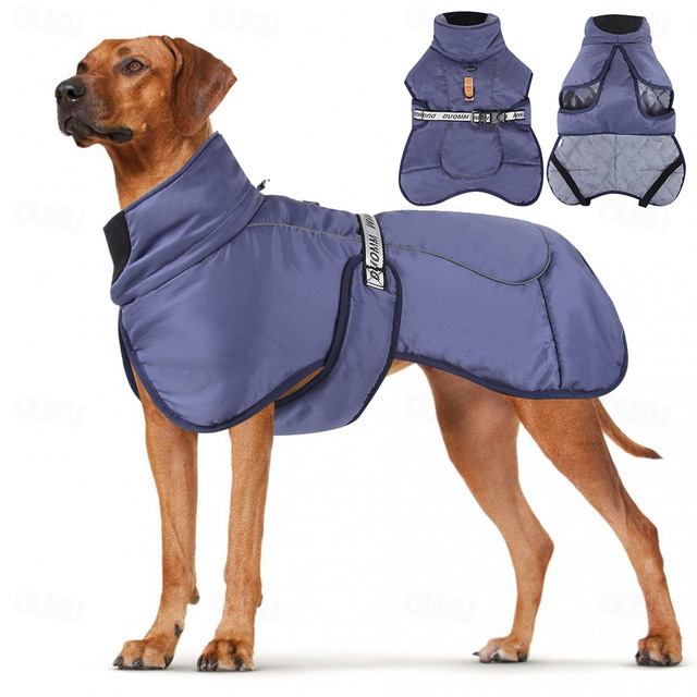  Hund Kappor Jakke Parka jacka med sele Reflekterande Varm Vattentålig Utomhus Hundkläder for Medium Stor