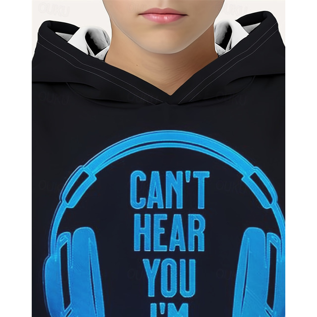 Boys 3D Graphic Hoodie Long Sleeve Spring Fall Fashion Streetwear