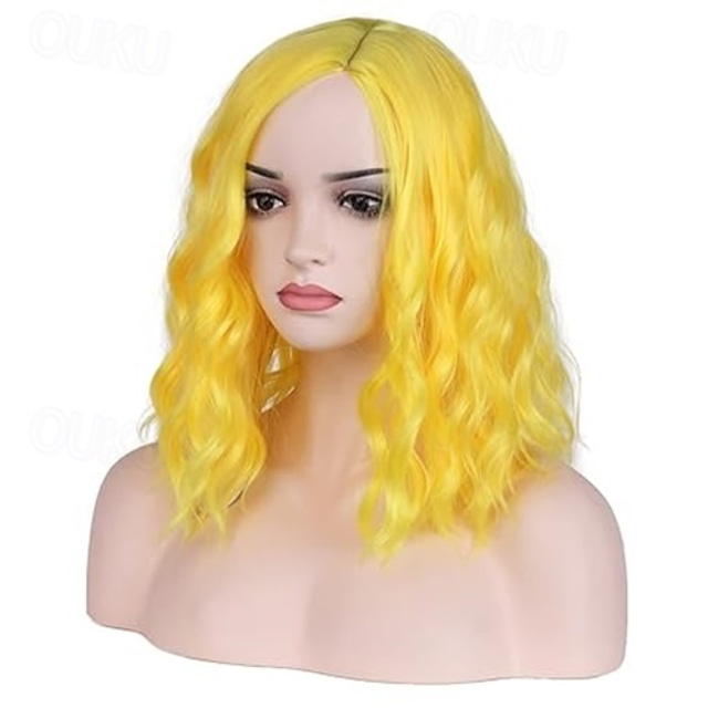  pruik zijscheiding kort krullend golvend bob pruik haar pruiken synthetisch cosplay kostuum feest pruiken