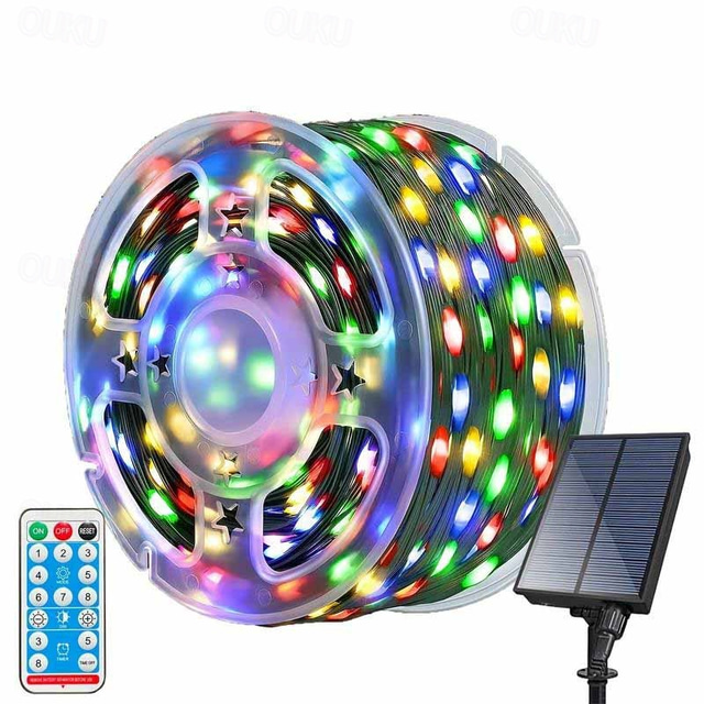  Elegant Wedding Party Reception 30M 300LED Solar Fairy String Lights – Waterproof Leather Wire for Outdoor Garden Decor