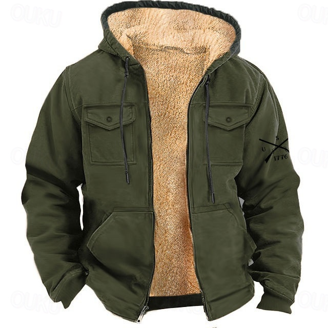  Pánské Americký / USA Kovbojské Fleece Kapuce Kapucky Kapuce Dlouhý rukáv Mikina s kapucí Kapuce Módní 3D tisk Dovolená Streetwear Hnědá Armádní zelená Zip Kapsy Podzim Zima Návrhář