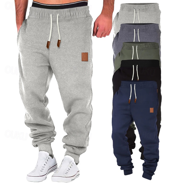  Hombre Pantalones de lana Pantalones de Deporte Pantalón Jogger Persona que practica jogging Pantalones Correa Plano Comodidad Transpirable Exterior Diario Noche Moda Casual Negro Verde Trébol