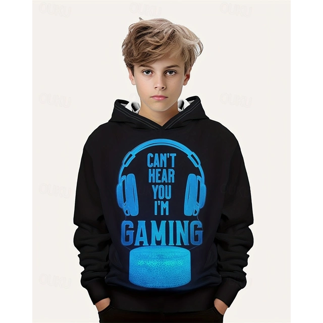 Boys 3D Graphic Hoodie Long Sleeve Spring Fall Fashion Streetwear