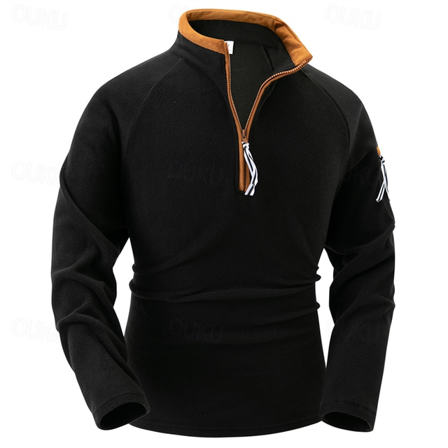  Men's Sweatshirt Quarter Zip Sweatshirt Black Army Green Blue Khaki Half Zip Color Block Sports & Outdoor Daily Holiday Polyester Streetwear Casual Spring &  Fall Clothing Apparel Hoodies Sweatshirts 