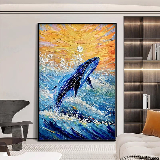  Met de hand gemaakt Hang-geschilderd olieverfschilderij Handgeschilderde Verticaal Dieren Pop-art Modern Zonder Inner Frame (Geen frame)
