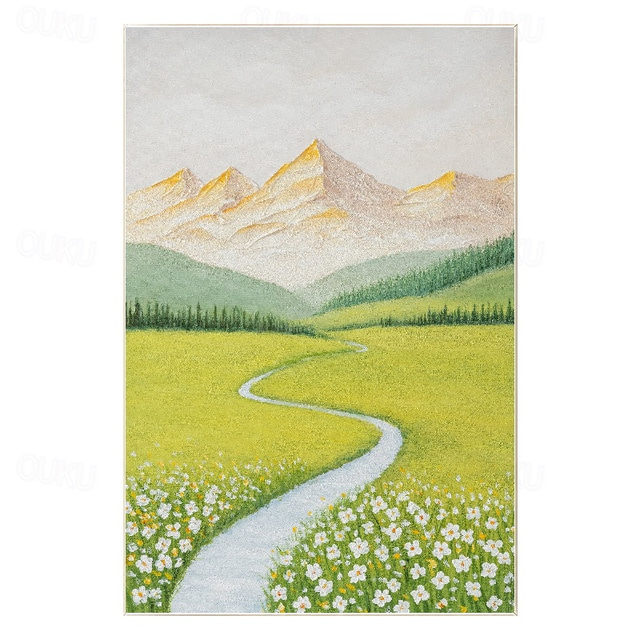  Large landscape Oil Painting On Canvas Handmade Landscape Artwork Blue Green oil painting hand painted Modern Impasto Landscape Canvas Art painting Custom wall Decortion painting
