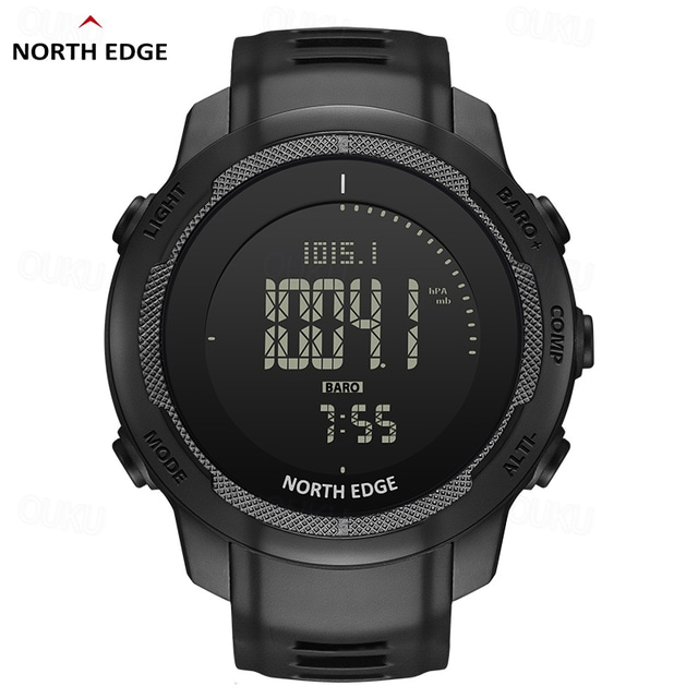  orologio digitale da uomo north edge cassa in fibra di carbonio per uomo sport corsa nuoto wr50m orologio altimetro barometro bussola termometro cronometro conto alla rovescia contapassi metronomo