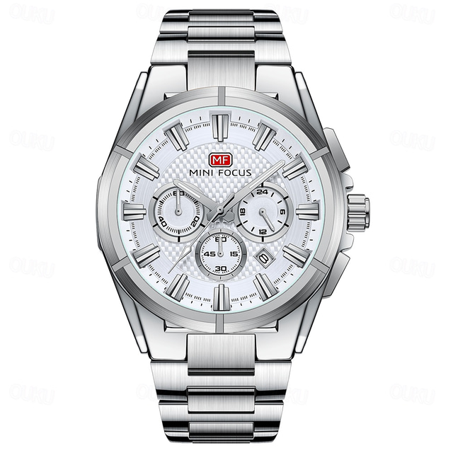  MINI FOCUS Men Quartz Watch Sports Fashion Casual Wristwatch Luminous Calendar Waterproof Decoration Steel Watch