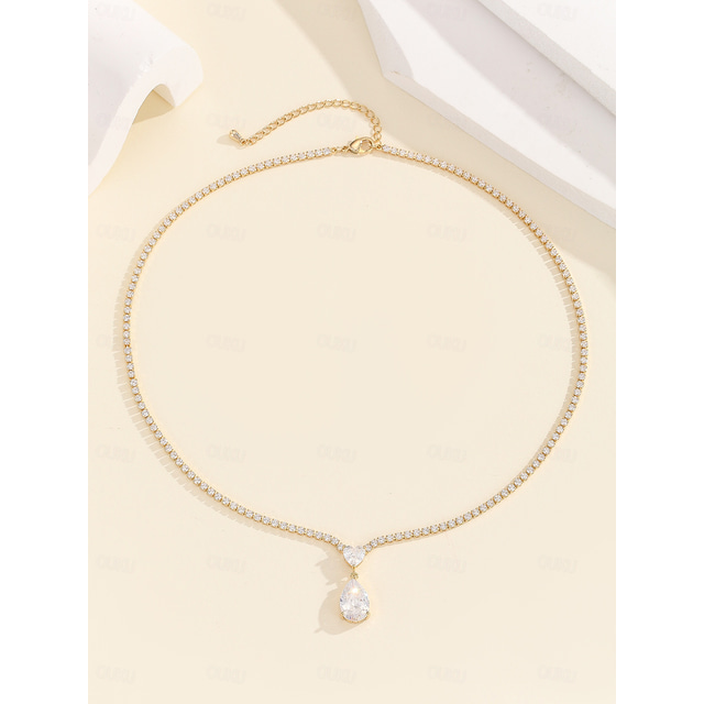  Pendant Necklace Rhinestones Women's Elegant Sweet Classic Heart Wedding Drops Heart Shape Necklace For Wedding Party Valentine's Day