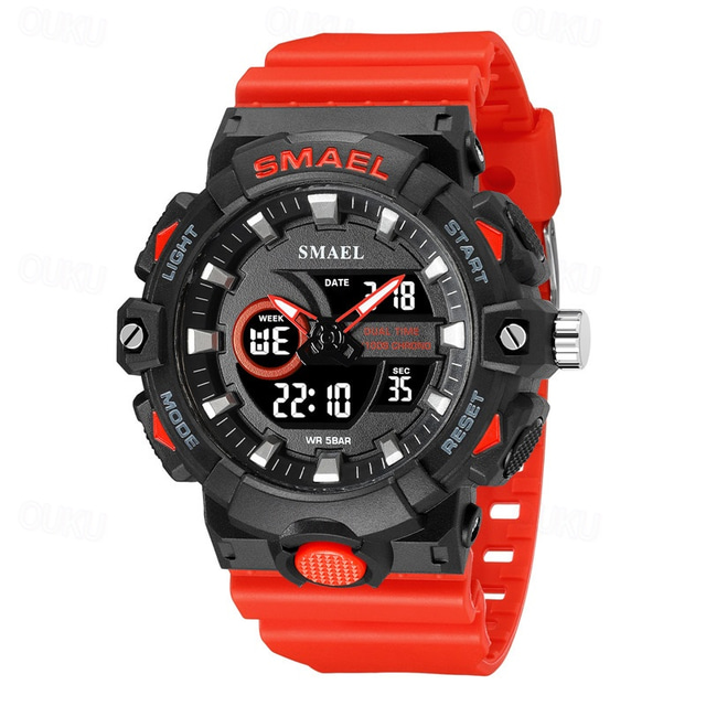  Smael New Fashion Trendy Men'S Electronic Quartz Watch Sports And Leisure Decoration Night Light Waterproof Calendar Week Display Alarm Clock Men'S Watch