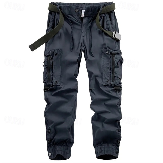  Męskie Spodnie cargo Spodnie Guziki Multi Pocket Równina Zdatny do noszenia Na zewnątrz Codzienny Kemping i wycieczki Moda Klasyczny Czarny Zieleń wojskowa