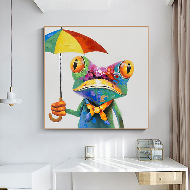  Mintura Handmade Frog Animals Oil Paintings On Canvas Wall Art Decoration Modern Abstract Picture For Home Decor Rolled Frameless Unstretched Painting