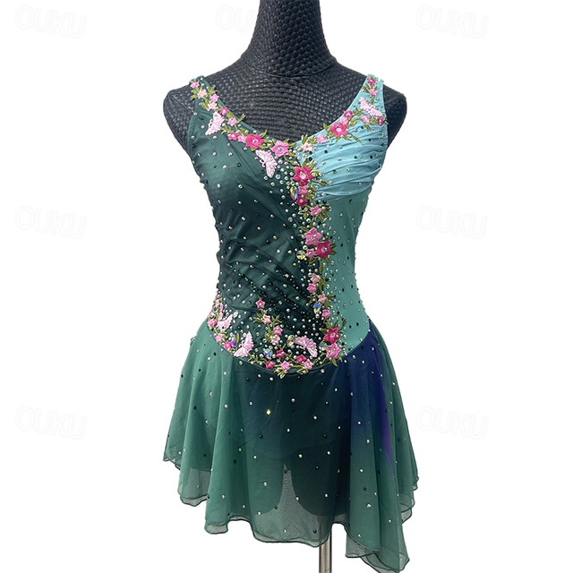  Figure skating costumes figure skating performance costumes grading costumes competition costumes children's adult women's figure skating costumes adult and children's customized spandex mesh gr