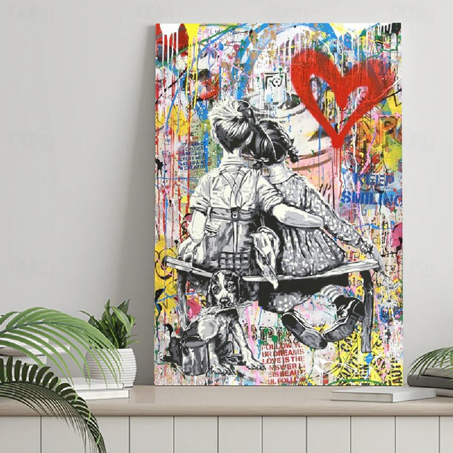  peinture d'art monopole toile faite à la main graffiti mignon amour peinture toile art mural peinture pop art toile faite à la main rue graffiti art peinture pop art décoration murale