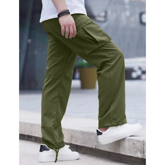  Men's Cargo Pants Cargo Trousers Joggers Drawstring Elastic Waist Plain Comfort Breathable Outdoor Daily Going out Fashion Casual Black Light Green