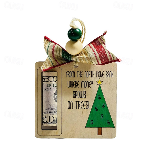  Money Grows On Trees Holder Christmas Ornament - Custom Pine Tree Money Holder Ornaments for Christmas - Cash Holder Wooden Ornament - Money Grown On Tree Hanging for Christmas